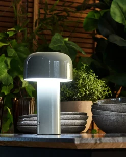 Lampada da tavolo senza fili a LED BESOS con dimmer Metallo Grigio