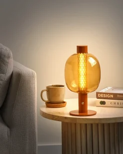 Lampada da tavolo senza fili a LED PULANGI con dimmer Metallo Marrone