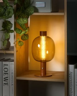 Lampada da tavolo senza fili a LED PULANGI con dimmer Metallo Marrone