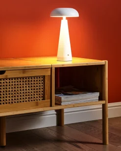 Lampada da tavolo senza fili a LED BOCONO con dimmer Metallo Bianco
