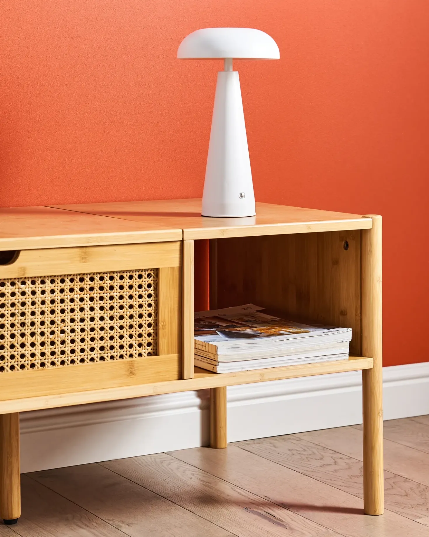 Lampada da tavolo senza fili a LED BOCONO con dimmer Metallo Bianco