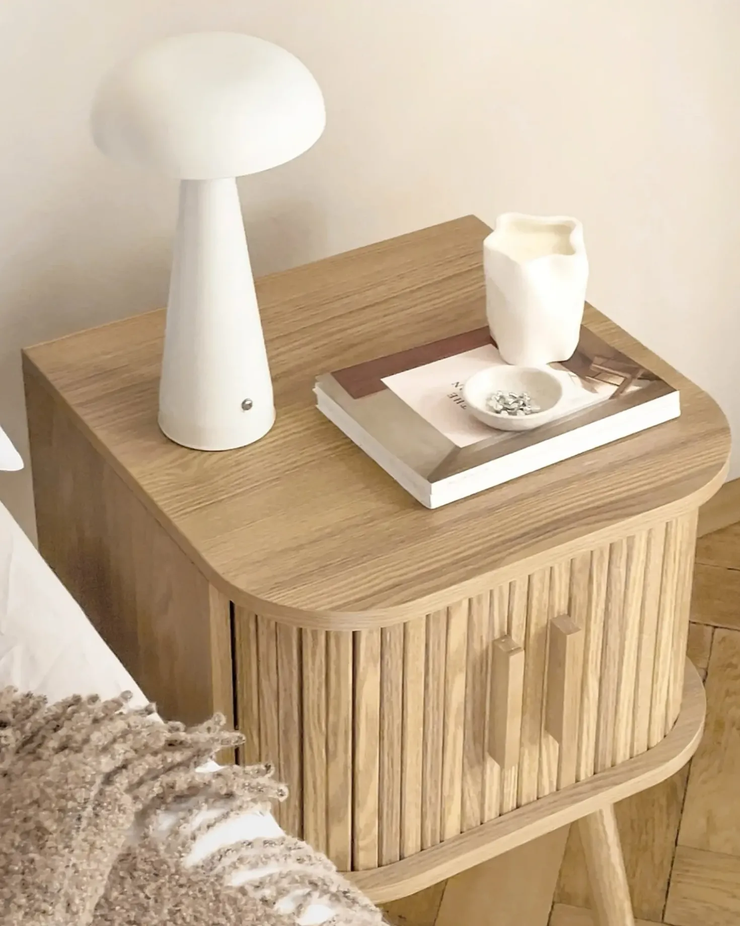 Lampada da tavolo senza fili a LED BOCONO con dimmer Metallo Bianco