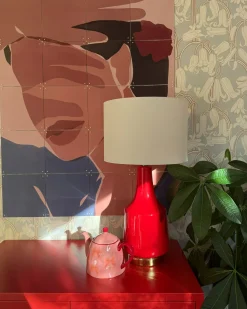 Lampada da tavolo TRIVERSA Ceramica Rosso