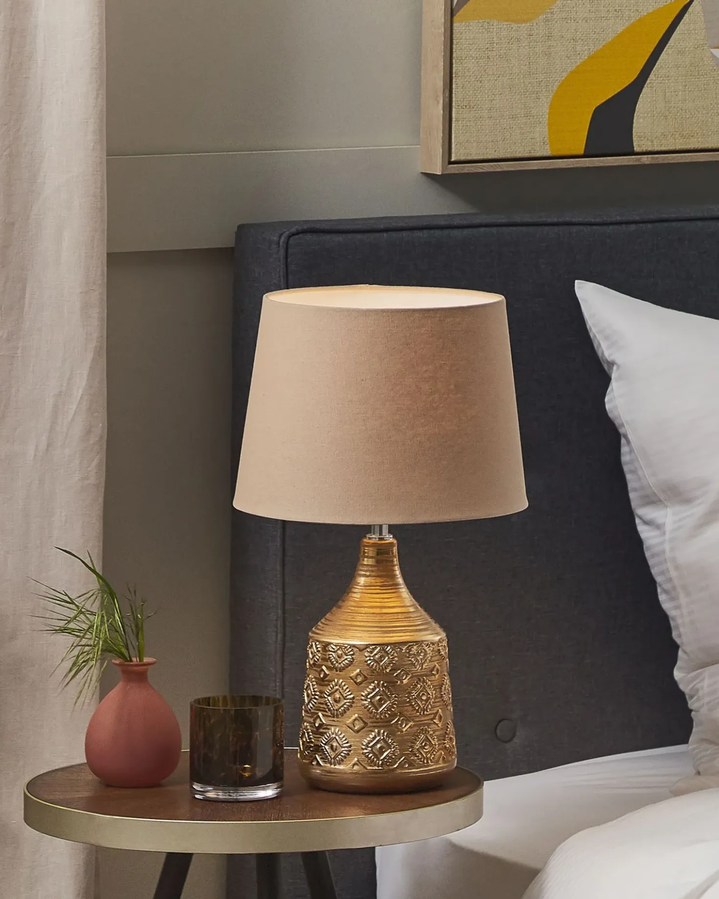 Lampada da tavolo WARI Ceramica Marrone dorato