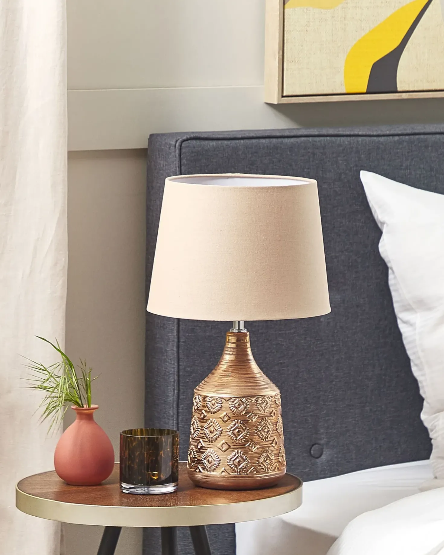 Lampada da tavolo WARI Ceramica Marrone dorato