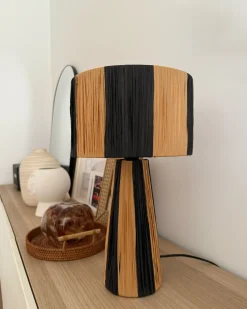Lampada da tavolo WELMEL Vimini Marrone/Nero