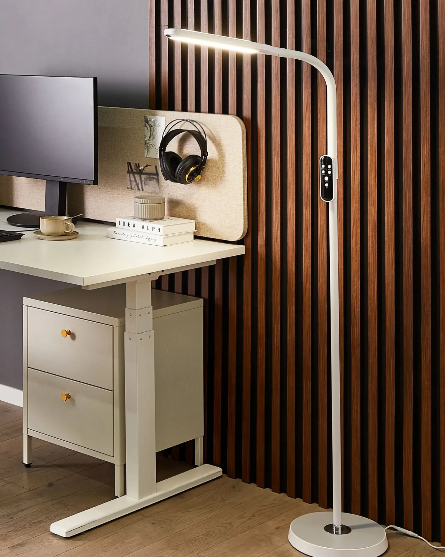Lampada da terra a LED ARIES con telecomando con dimmer Metallo Bianco