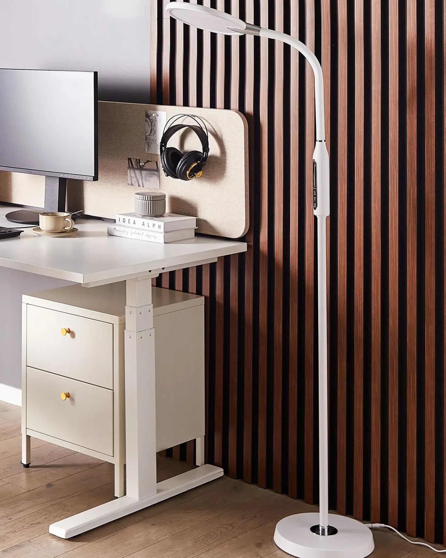 Lampada da terra a LED CASSIOPEIA con dimmer Metallo Bianco