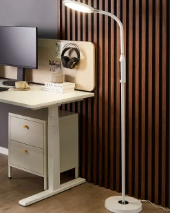 Lampada da terra a LED CASSIOPEIA con dimmer Metallo Bianco