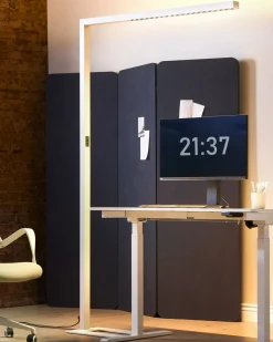Lampada da terra a LED MENSA con sensore di movimento Metallo Bianco