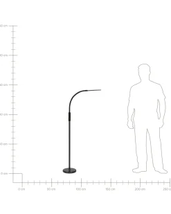 Lampada da terra con morsetto convertibile a LED APUS con telecomando con dimmer Metallo Nero