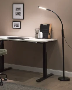 Lampada da terra con morsetto convertibile a LED APUS con telecomando con dimmer Metallo Nero