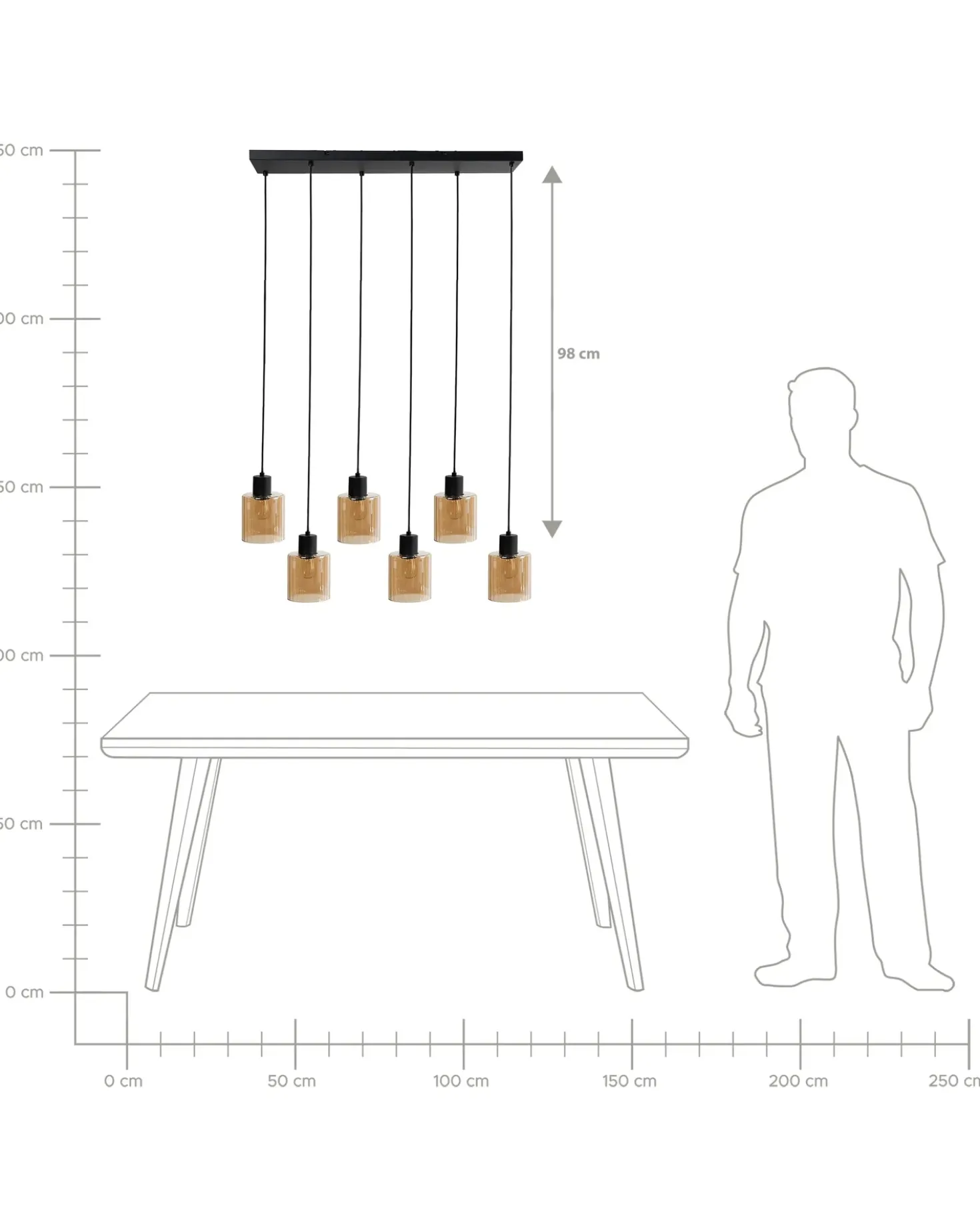 Lampadario a 6 luci KITARE Vetro Beige