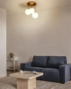 Lampadario a 3 luci RIANA Vetro Metallo Ottone