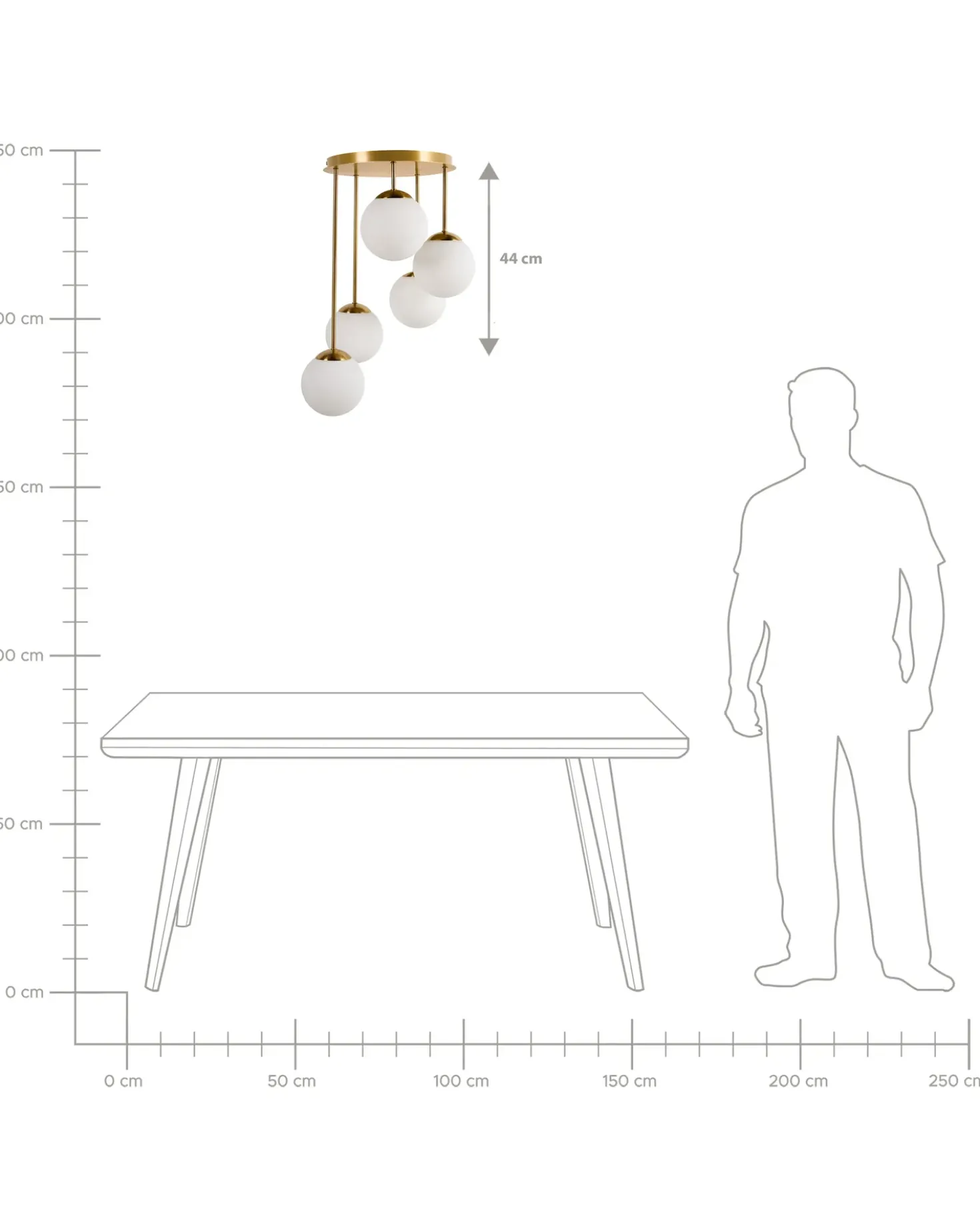 Lampadario a 5 luci RIANA Metallo Ottone