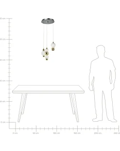 Lampadario a 3 luci SORA LED Vetro Oro