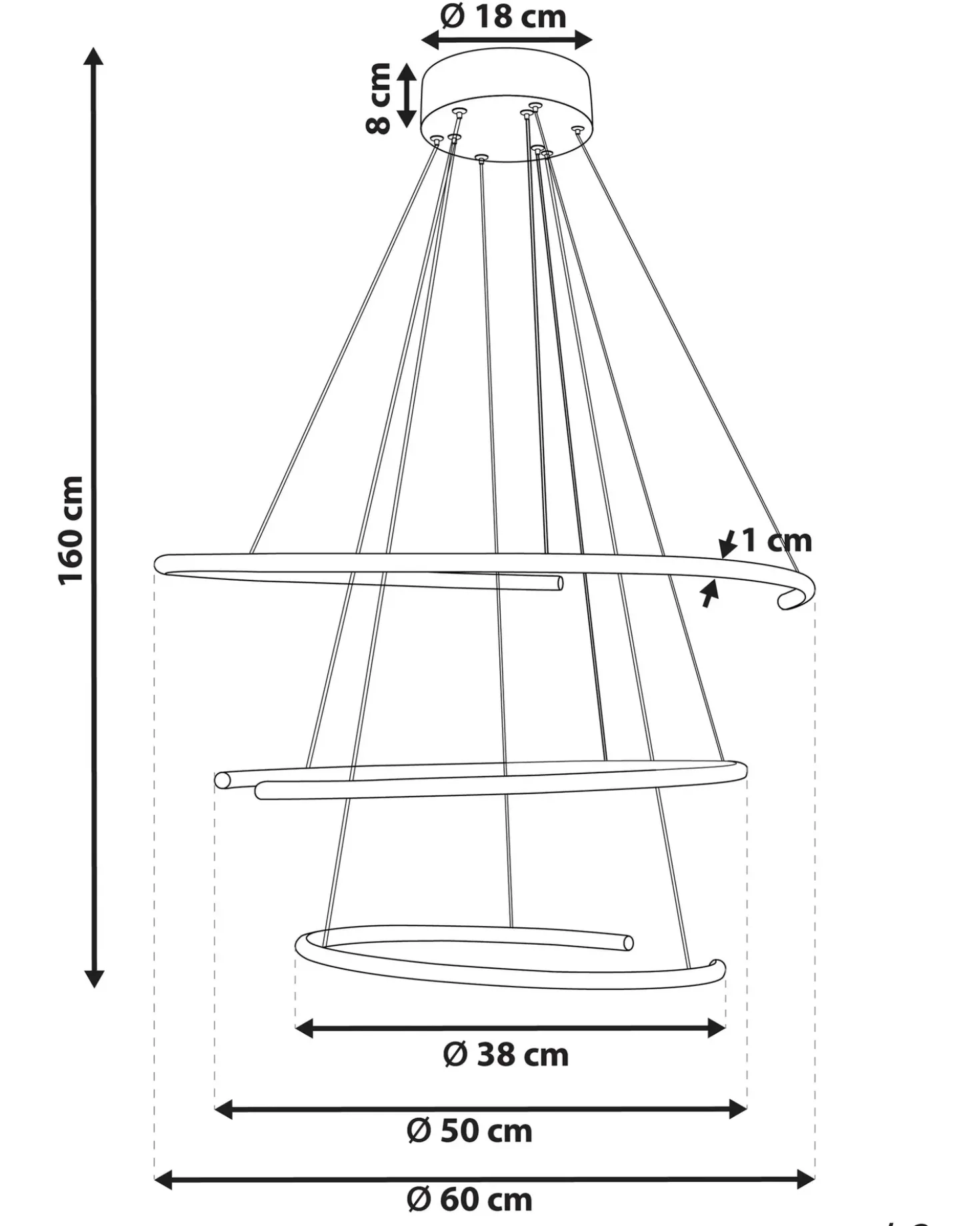 Lampadario a LED MAYU Metallo Nero