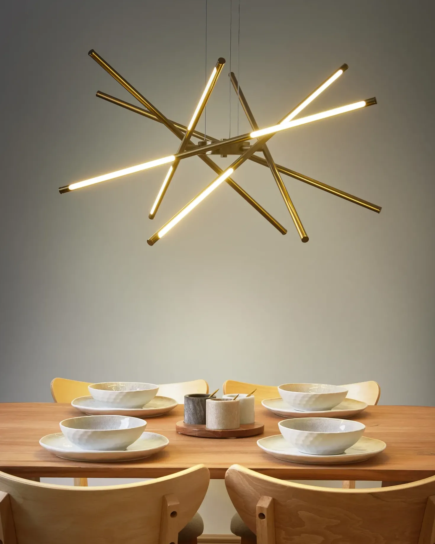 Lampadario a LED PALUN con dimmer Metallo Oro