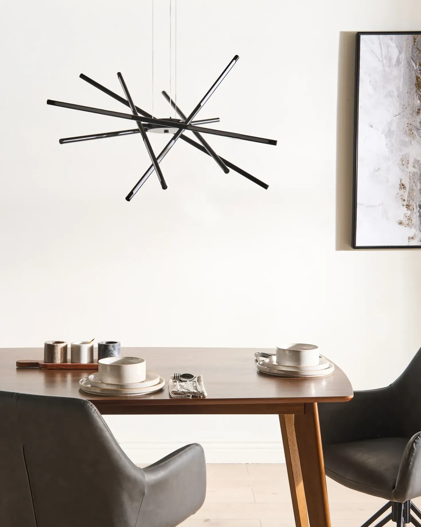 Lampadario a LED PALUN con dimmer Metallo Nero