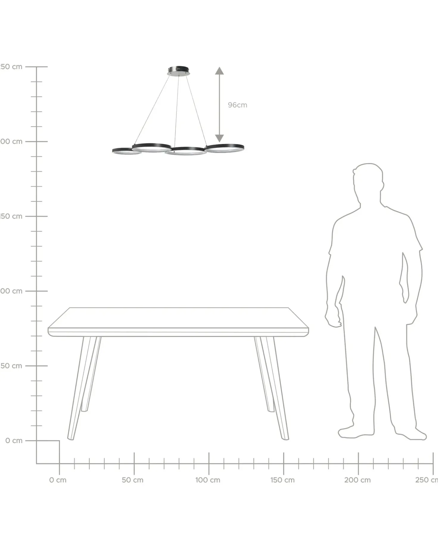 Lampadario a LED PIBOR Metallo Nero