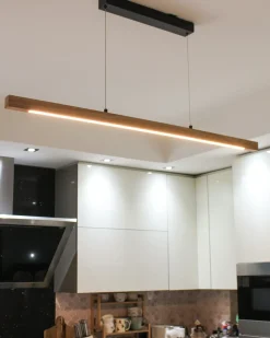 Lampadario a LED STEWARTS con telecomando con dimmer Legno di quercia Marrone chiaro