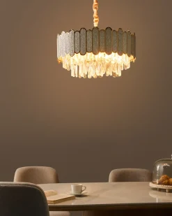 Lampadario AGUARICO Vetro Ottone