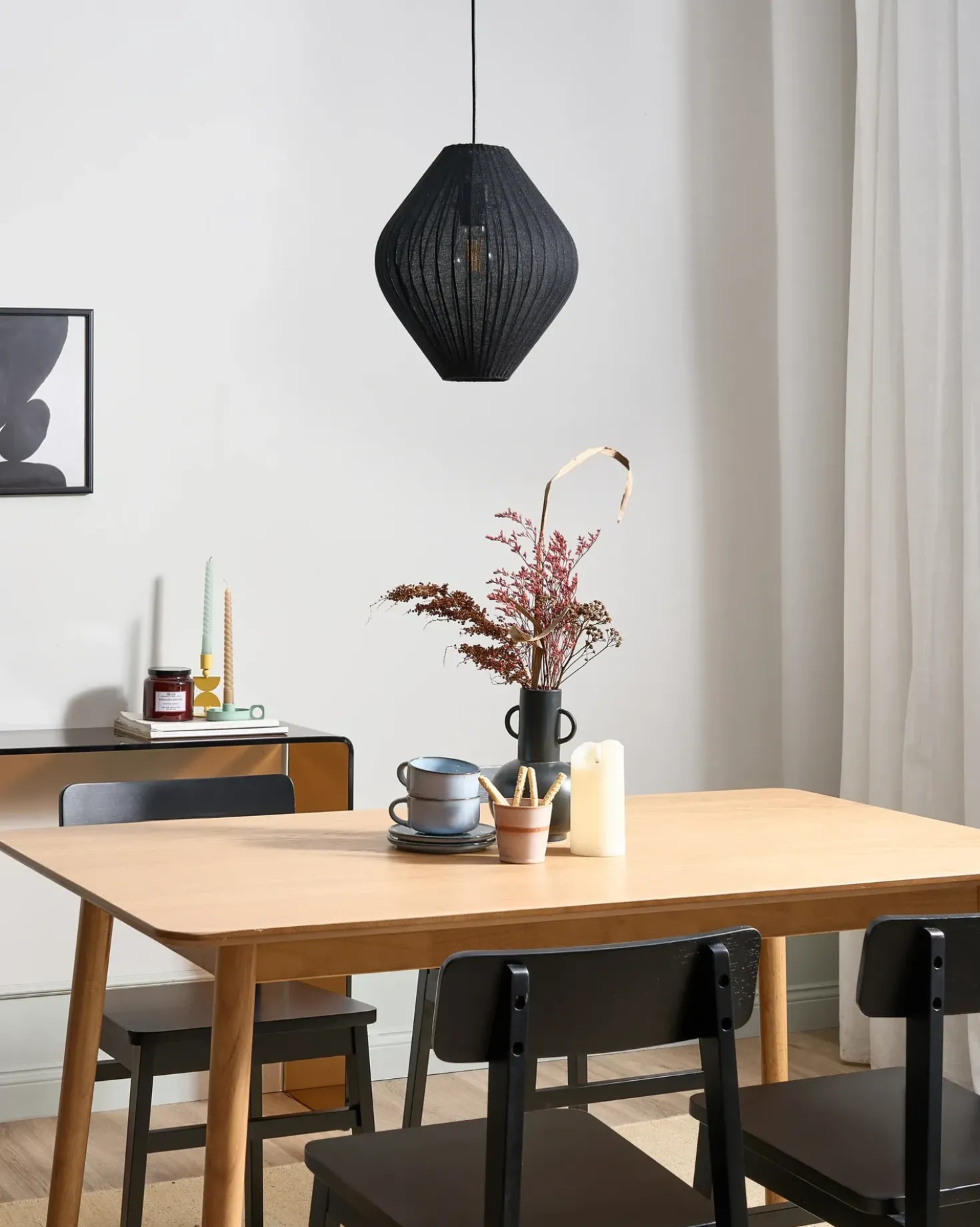 Lampadario ALME Tessuto Nero