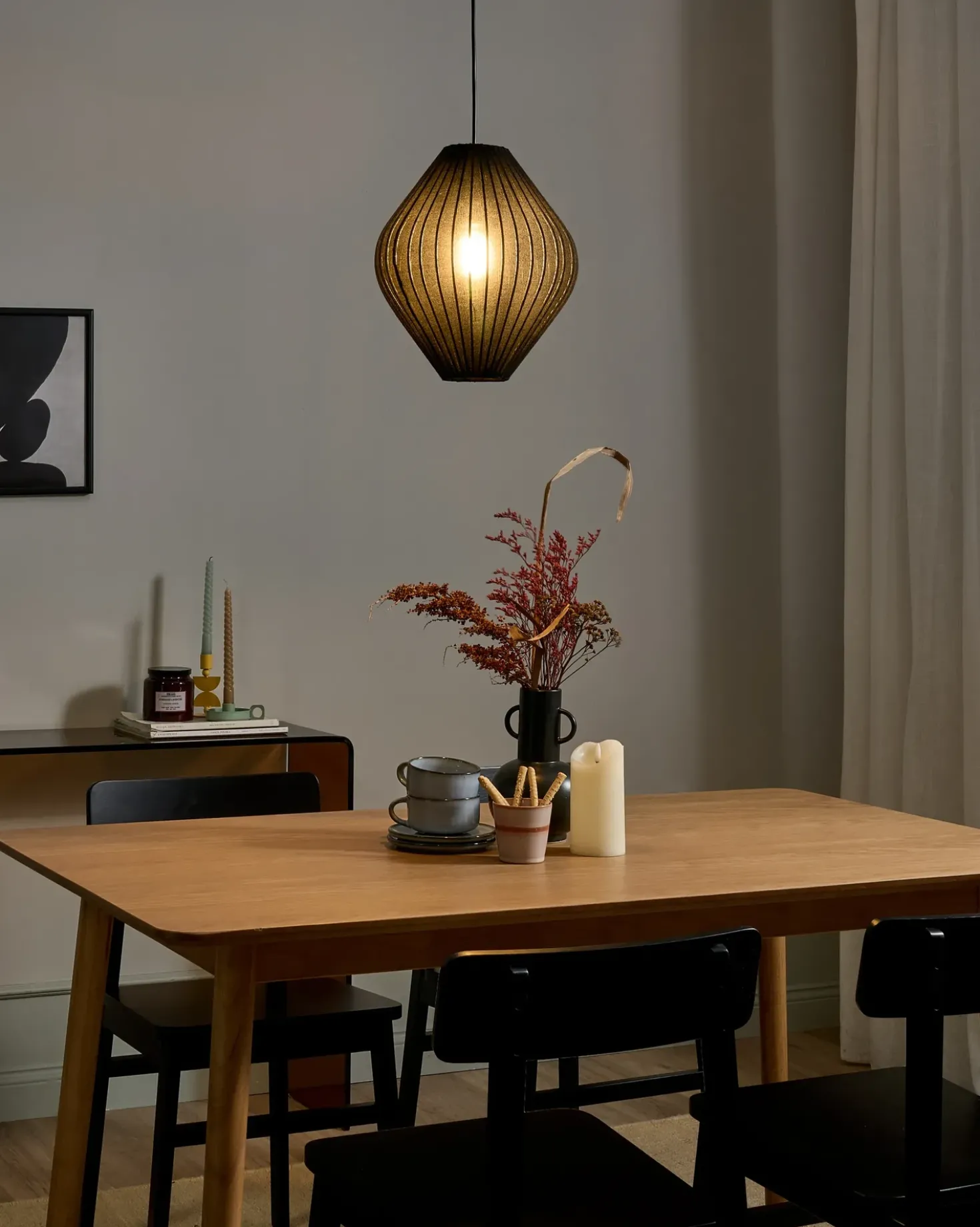 Lampadario ALME Tessuto Nero