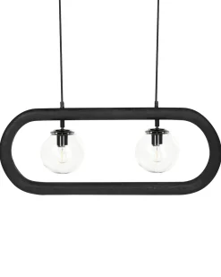 Lampadario AYENSU Legno di mango Nero