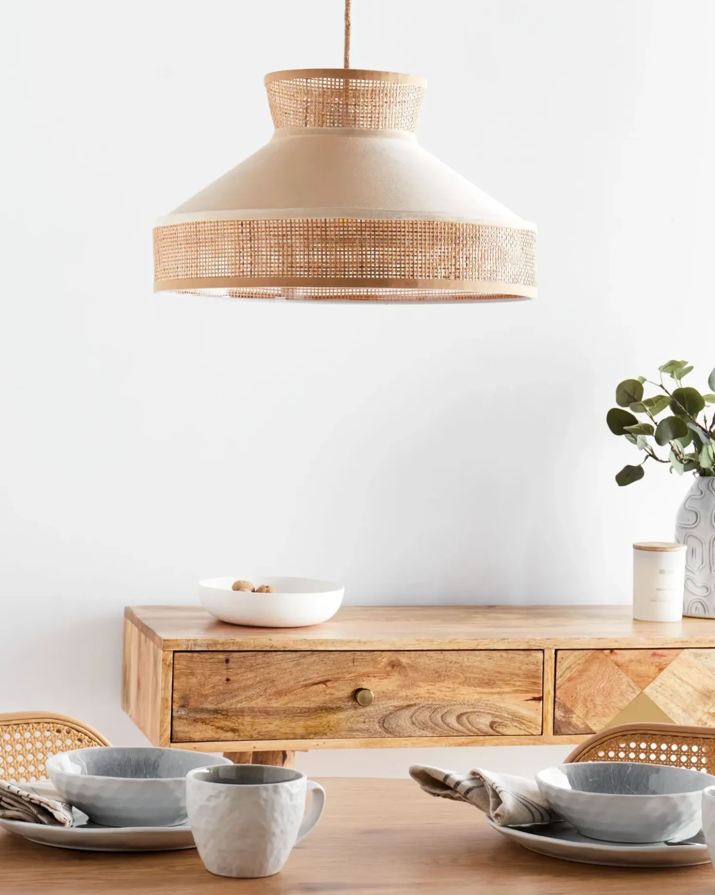Lampadario BATALI Rattan Beige