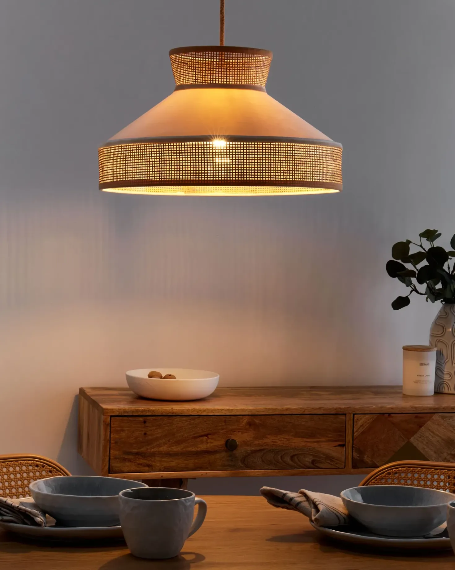 Lampadario BATALI Rattan Beige