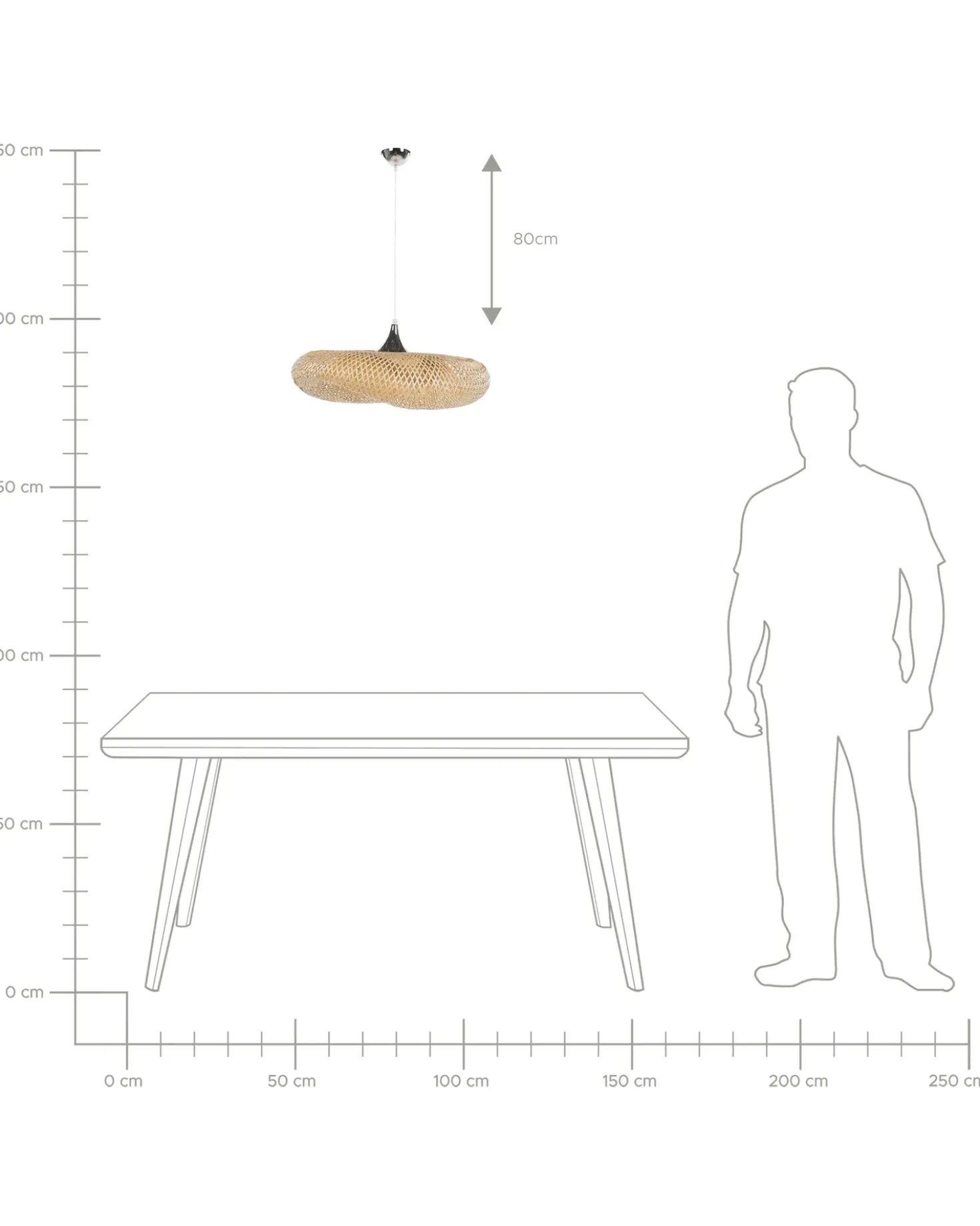 Lampadario BOYNE Bambù Marrone chiaro