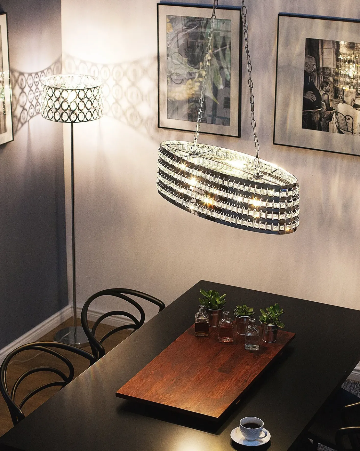 Lampadario CAVONE Cristallo Argento