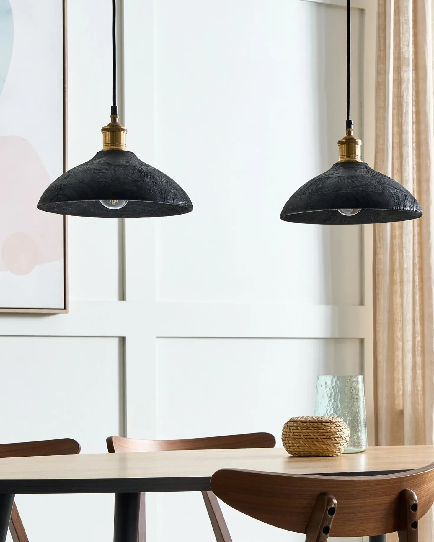 Lampadario CHEYYAR Legno di mango Nero