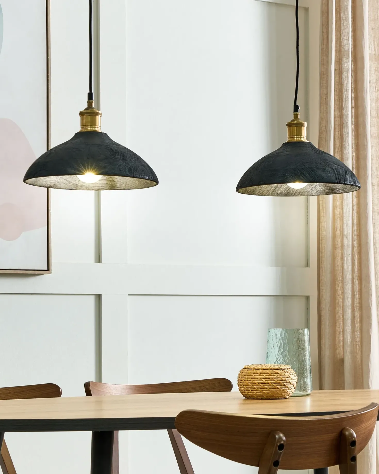 Lampadario CHEYYAR Legno di mango Nero
