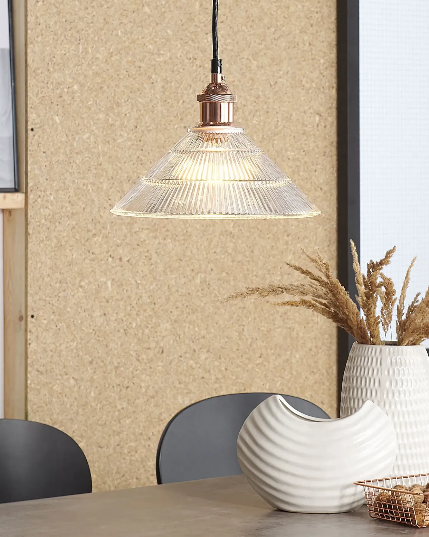 Lampadario CURONE Vetro Rame