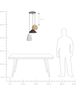 Lampadario ENDRICK Vimini Naturale Bianco Marrone