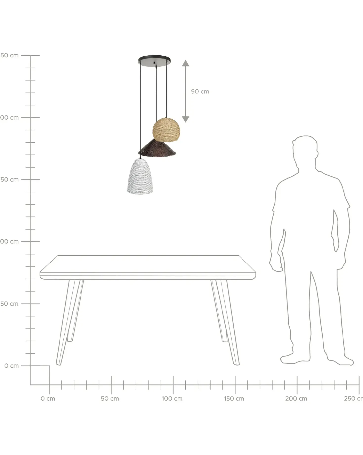 Lampadario ENDRICK Vimini Naturale Bianco Marrone