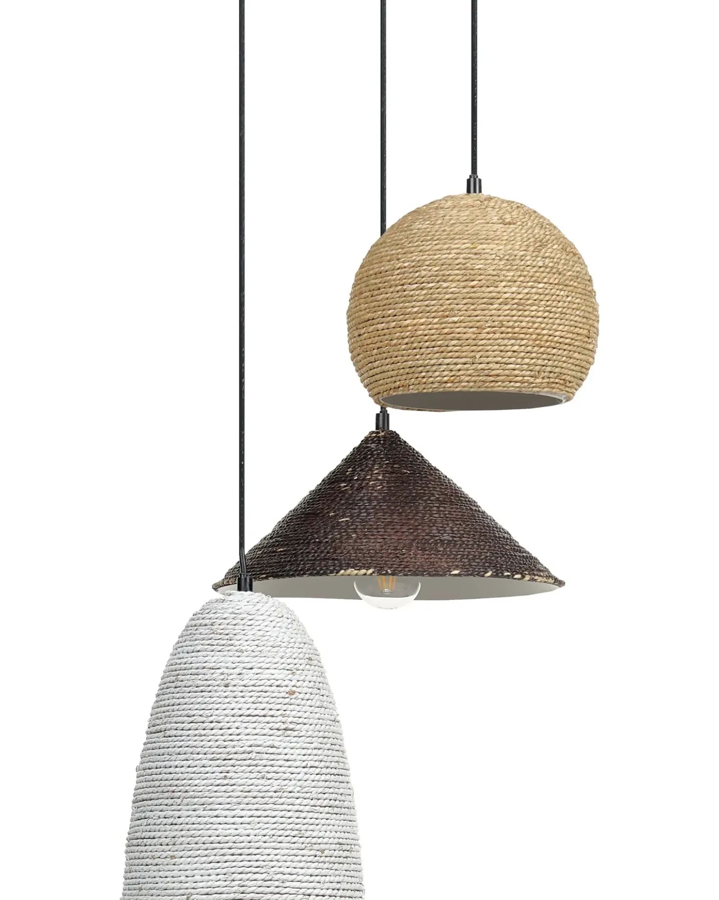 Lampadario ENDRICK Vimini Naturale Bianco Marrone