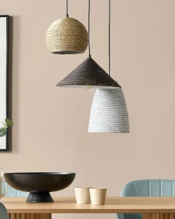 Lampadario ENDRICK Vimini Naturale Bianco Marrone