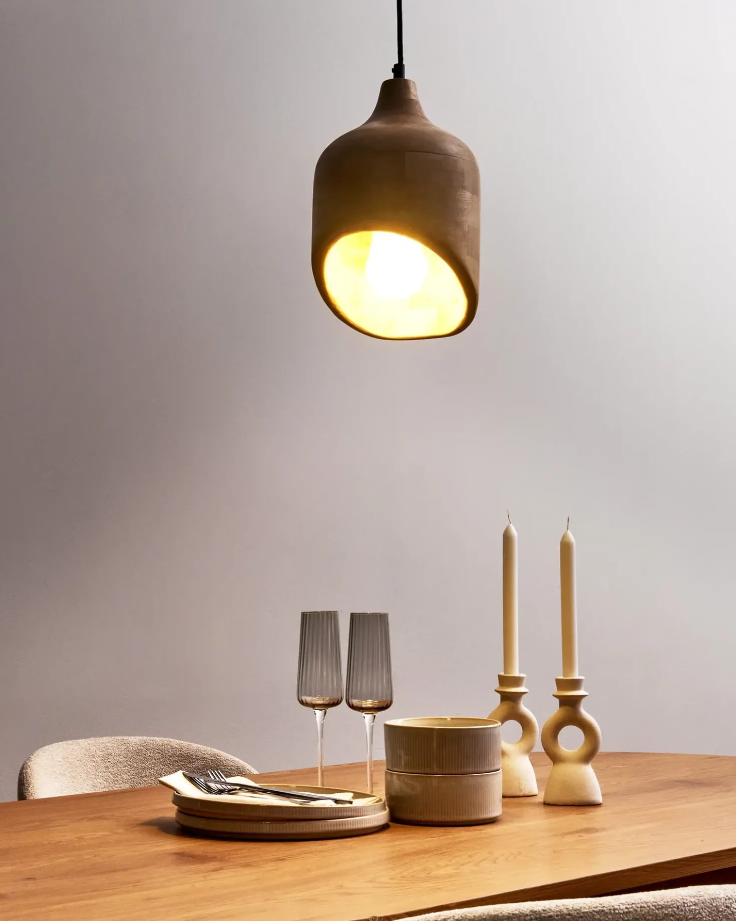Lampadario GANDAKI Legno di mango Marrone chiaro