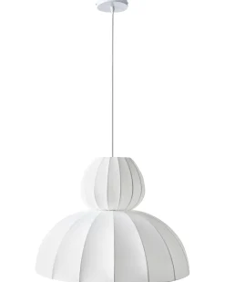 Lampadario GOELETTE Finta seta Bianco