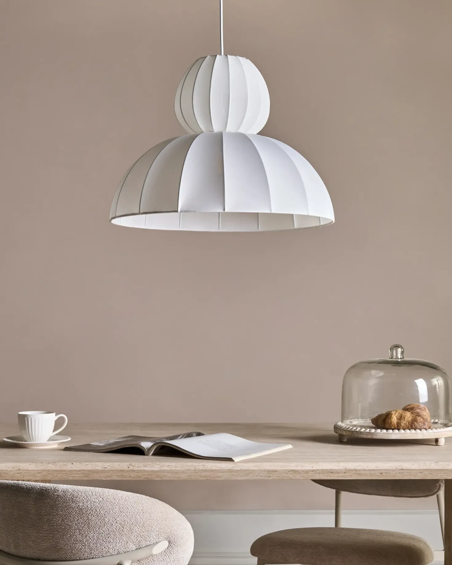 Lampadario GOELETTE Finta seta Bianco