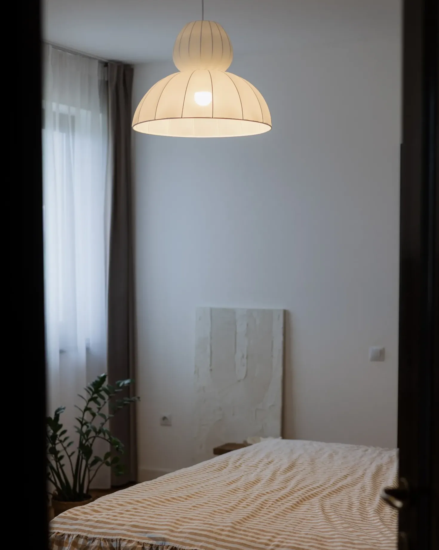 Lampadario GOELETTE Finta seta Bianco