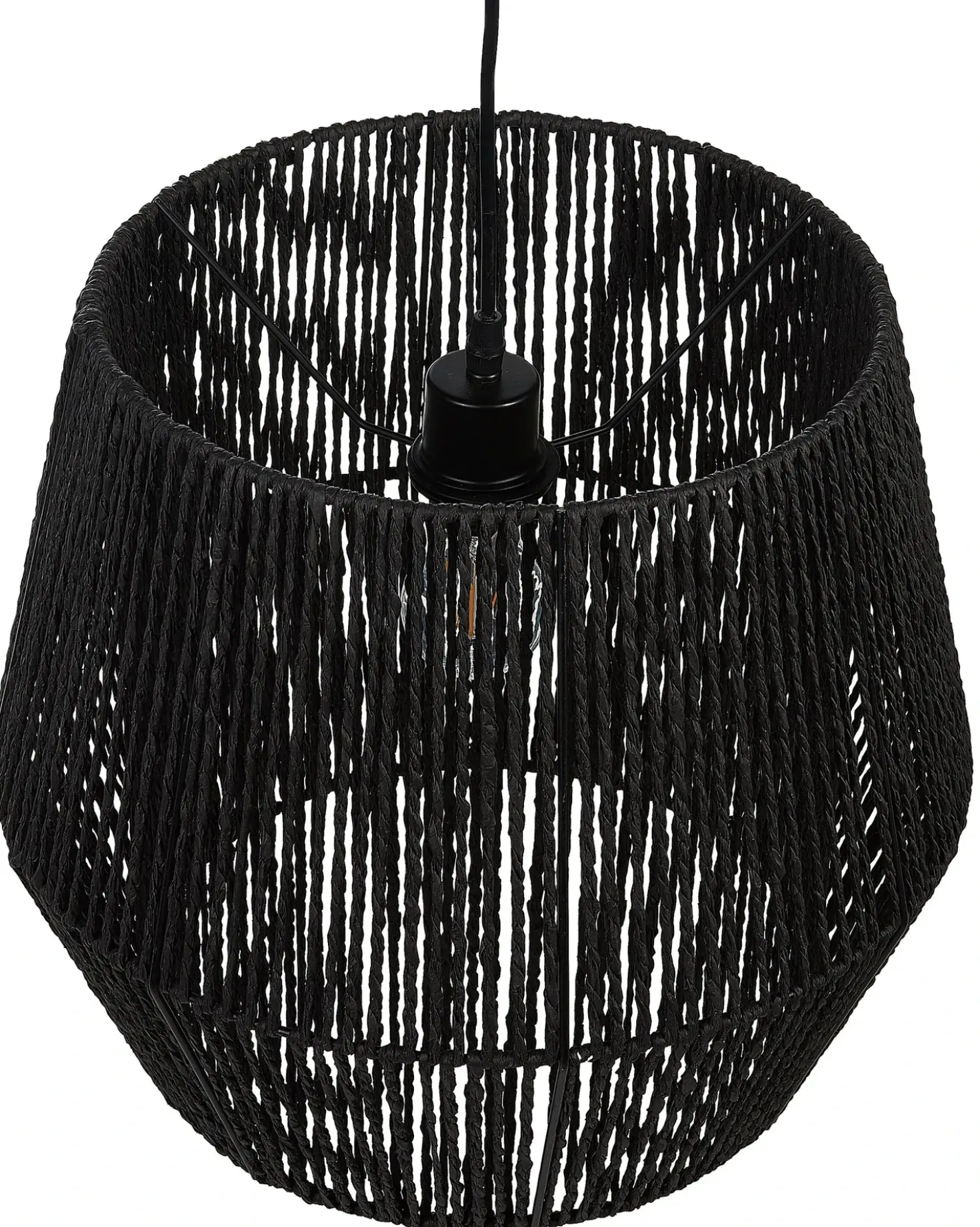 Lampadario GWERU Corda di carta Nero