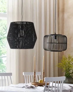 Lampadario GWERU Corda di carta Nero