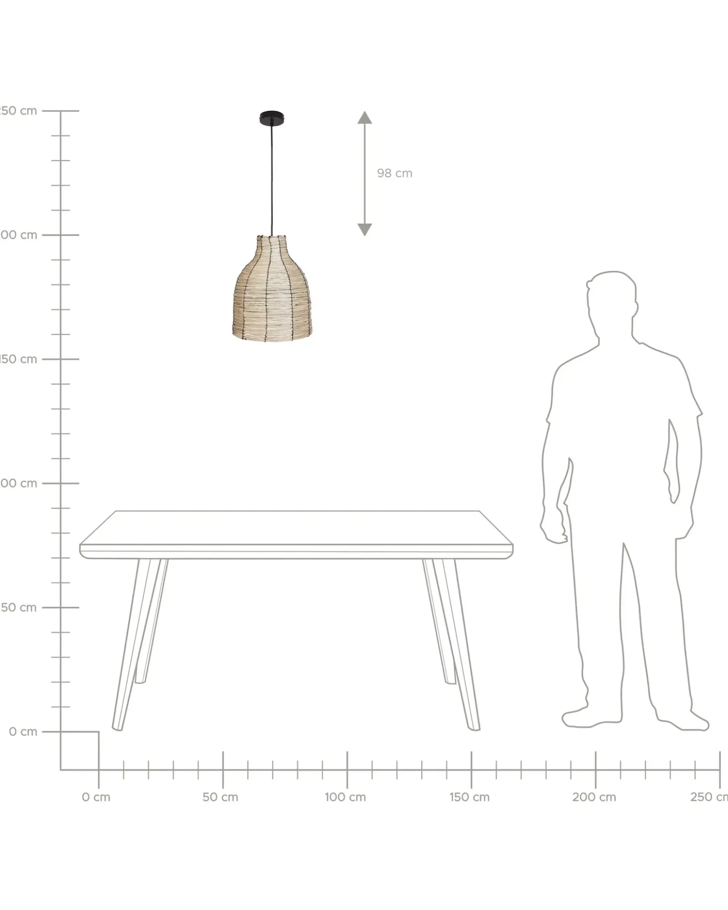 Lampadario KELAKAS Vimini Naturale