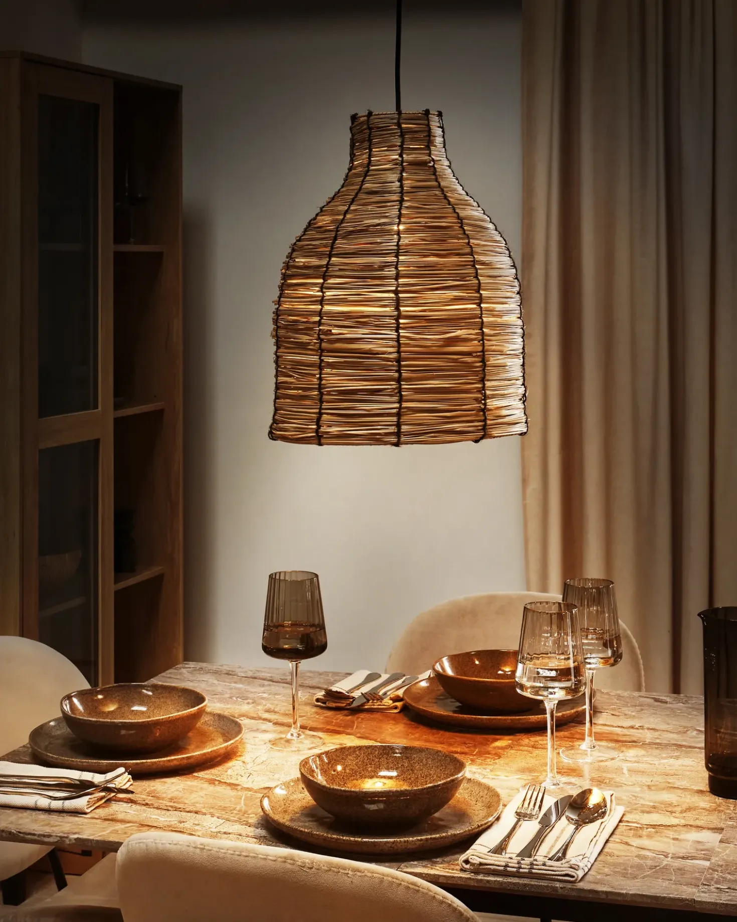 Lampadario KELAKAS Vimini Naturale