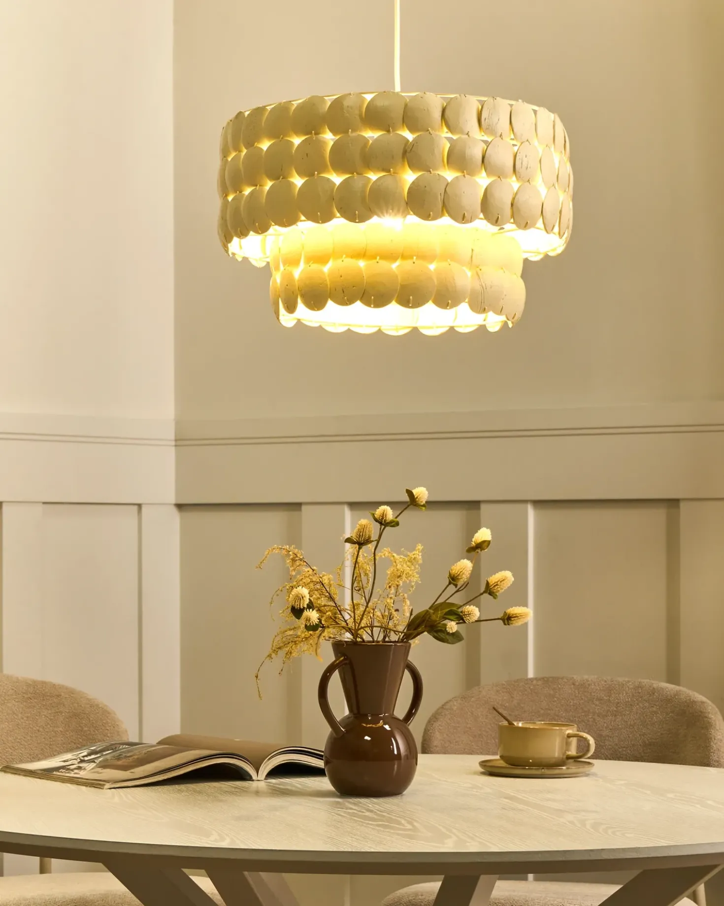 Lampadario KOTMALE Guscio di cocco Beige chiaro