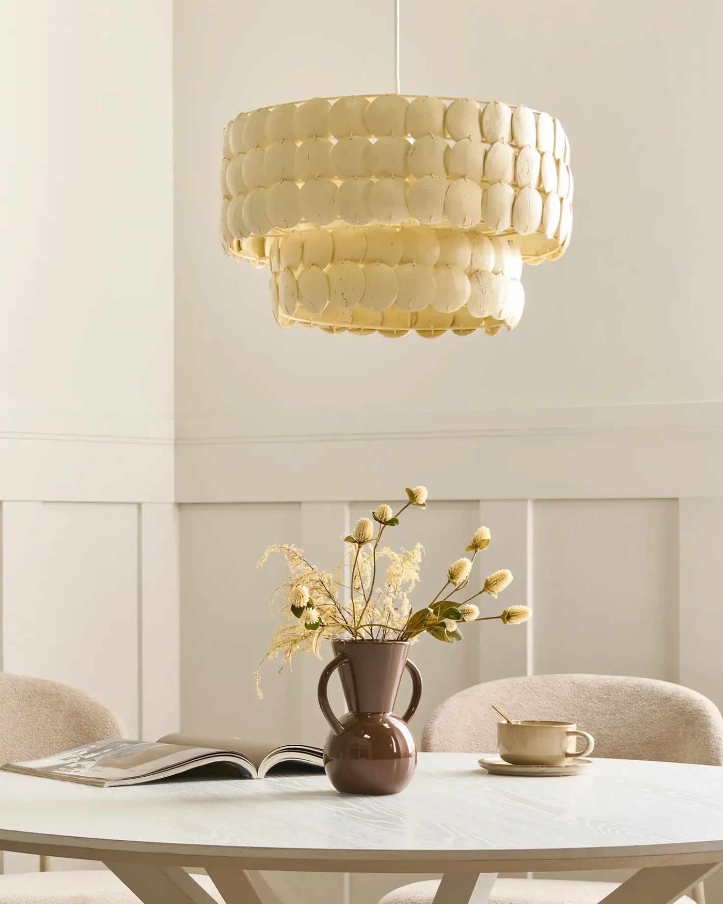 Lampadario KOTMALE Guscio di cocco Beige chiaro
